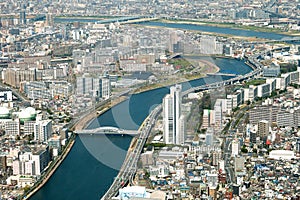 Tokyo bird eye view cityscape shot from Tokyo Skytree Observatio