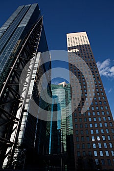 Tokyo city business buildings, perspective photo
