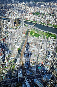 Tokyo city skyline aerial view, Japan