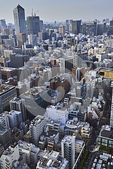 Tokyo city skyline, loads of skyscrapers.