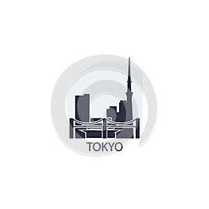 Tokyo city skyline silhouette vector logo illustration