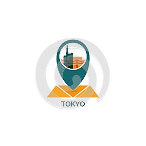 Tokyo city skyline silhouette vector logo illustration