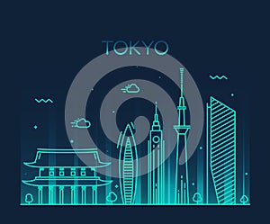 Tokyo City Trendy vector illustration line art