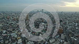 Tokyo Cityscape Endless City with Speedway, Tram Ways in Background. Japan I