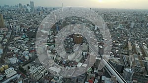 Tokyo Cityscape Endless City with Speedway, Tram Ways in Background. Japan III