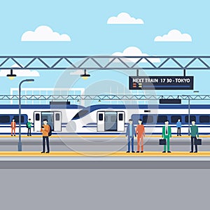 tokyo high speed train platform scene