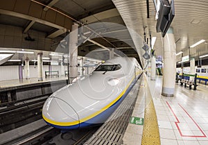 TOKYO, JAPAN - April 15: Shinkansen in Ueno station, Japan on Ap