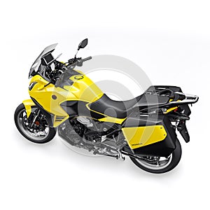 Tokyo, Japan. April 29, 2022: Honda NT1100. yellow motorcycle on a white background, designed for convenient urban
