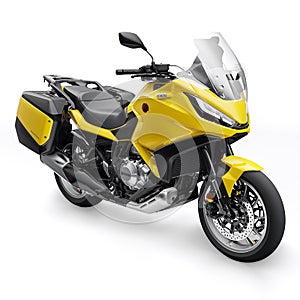 Tokyo, Japan. April 29, 2022: Honda NT1100. yellow motorcycle on a white background, designed for convenient urban