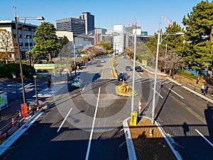 Tokyo, Japan in April 2019. Street view in April near Kitahanebashi-mon or Kitahanebashi gate, Edo Castle, Tokyo Japan