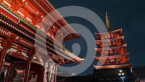 Five storied Pagoda of Senso-ji temple in Asakusa, Tokyo, Japan