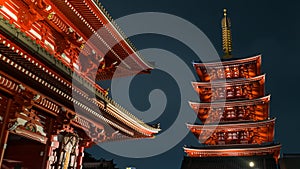 Five storied Pagoda of Senso-ji temple in Asakusa, Tokyo, Japan