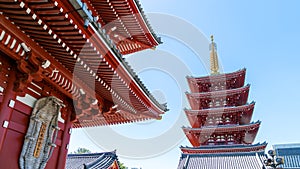 Five storied Pagoda of Sensoji Kannon Temple in Asakusa, Tokyo, Japan