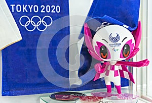 Plastic figurine of the mascot someity used for the Tokyo 2020 Paralympic Games.