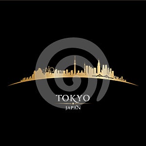 Tokyo Japan city skyline silhouette black background