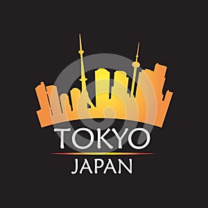 TOKYO Japan city skyline silhouette. Vector illustration on black background