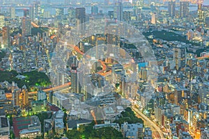 Tokyo, Japan cityscape and highways photo