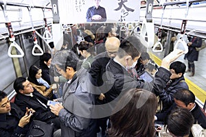 Crowded metro in Tokyo