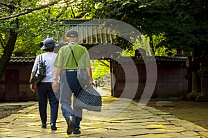 Japan, Tokyo, Ueno Toshogu, famous landmark, entrance to Peony Garden