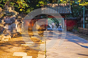 Japan, Tokyo, Ueno Toshogu, famous landmark, entrance to Peony Garden