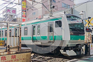 Tokyo, Japan - January 26, 2016: JR Commuter japanese local train in Tokyo , Japan
