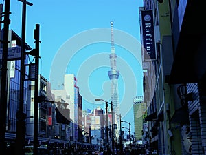 Tokyo, Japan March 25,2019 Landscape view Tokyo Sky Tree in Tokyo.View of Sumida river