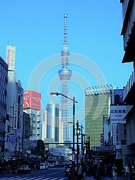 Tokyo, Japan March 25,2019 Landscape view Tokyo Sky Tree in Tokyo.View of Sumida river