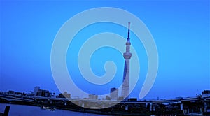 Tokyo, Japan March 25,2019 Landscape view Tokyo Sky Tree in Tokyo.View of Sumida river