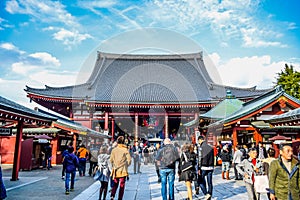 TOKYO, JAPAN: Tourists are visiting Senso-ji temple located at Asakusa area, Tokyo, Japan