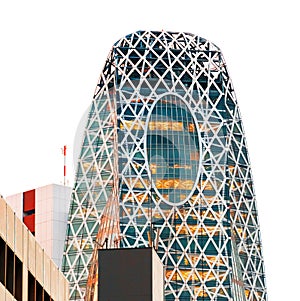 TOKYO, JAPAN - OCTOBER 31, 2017: View of the building `Mode Gakuen Cocoon Tower`. Isolated on white background.