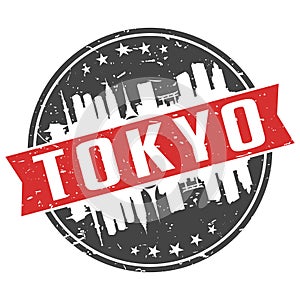 Tokyo Japan Round Travel Stamp Icon Skyline City Design. Seal illustration Badge vector.