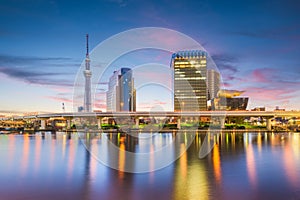 Tokyo, Japan skyline on the Sumida River