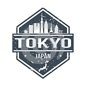 Tokyo Japan Travel Stamp. Icon Skyline City Design Vector.