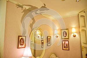 TOKYO, JAPAN: Wendy`s room with Peter Pan`s shadow on the wall setup in Disneystore located at Shibuya, Tokyo