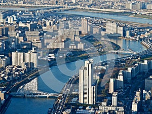 Tokyo neighbourhood and river.