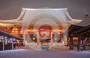 Tokyo sensoji asakusa temple in heavy snow