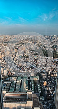 Tokyo skyline, Japan. Wonderful aerial view of city hi-rise skyscrapers