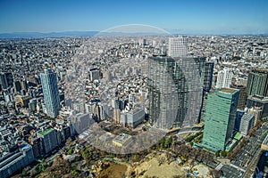 Tokyo skyline seen from the observation deck of the Tokyo Metropolitan Government Building