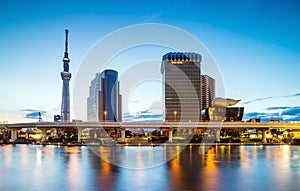 Tokyo skyline on the Sumida River