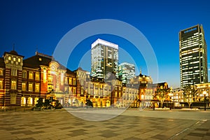 tokyo station in tokyo city  japan at night