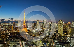 Tokio der Turm stadtbild dämmerung 