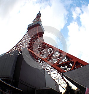 Tokyo tower red and white color .