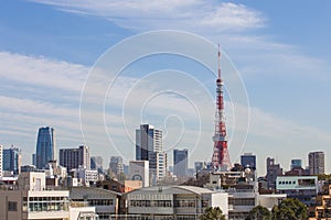 Tokyo Tower view from Roppongi hill in Japan photo