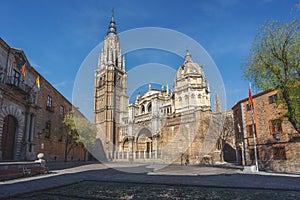 Toledo Cathedral at Plaza del Ayuntamiento Square - Toledo, Spain photo