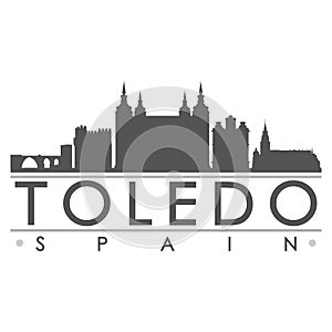 Toledo Spain Europe Silhouette Icon Vector Art Flat Shadow Design Skyline City Silhouette Template Logo