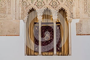 TOLEDO, SPAIN - OCTOBER 23, 2017: Window of El Transito synagogue in Toledo, Spa photo