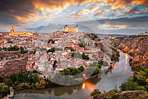 Toledo, Spain on the River at Dusk photo