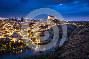 Toledo after sunset, Castile-La Mancha, Spain