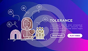 Tolerance concept: gender, racial, national, religious, sexual orientation. Thin line icons. Vector illustration, web page