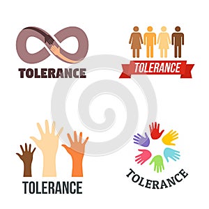 Tolerance logo set, flat style